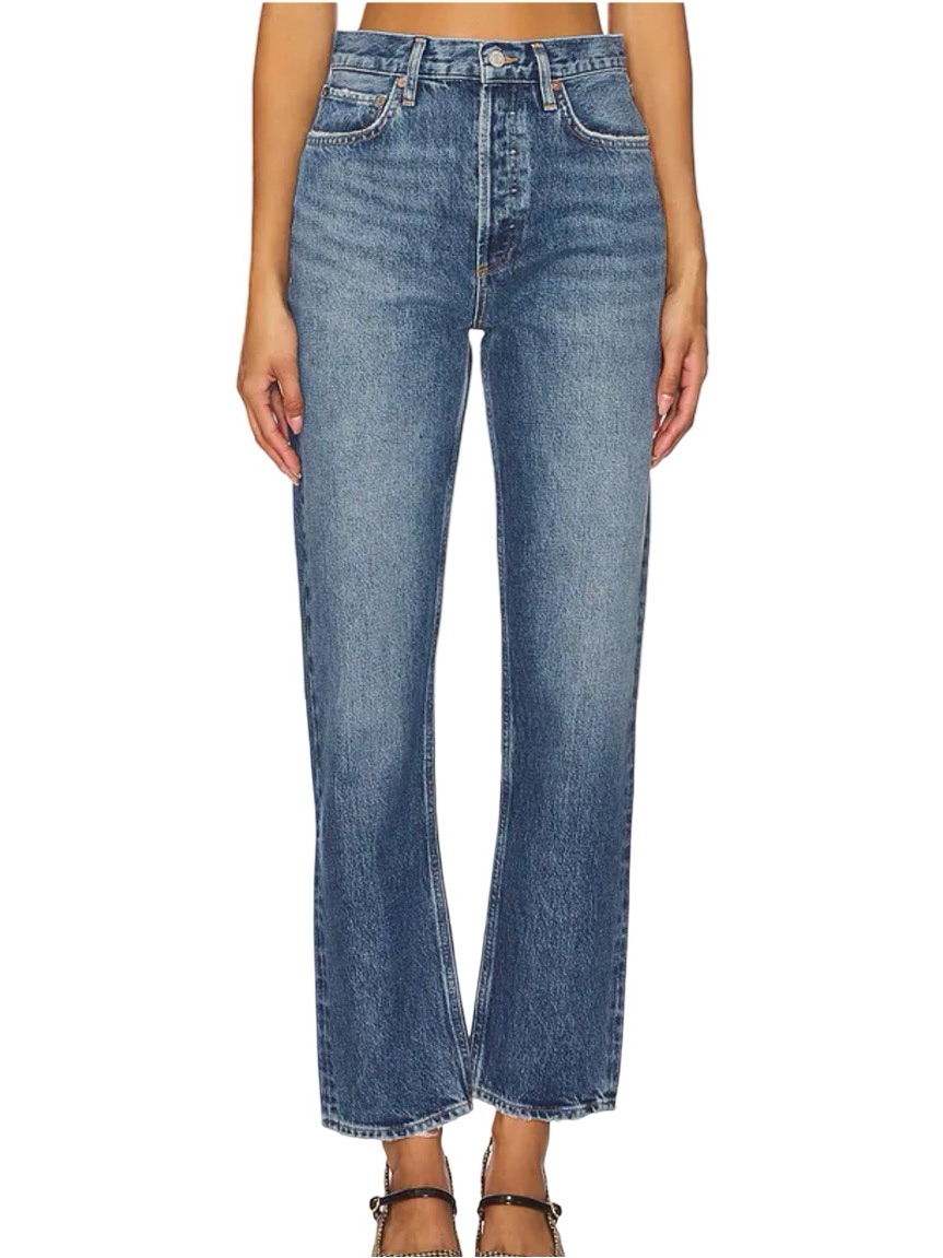 Agolde 90s Pinch Waist Straight Leg High Rise Denim Jean Essence Wash Size 28